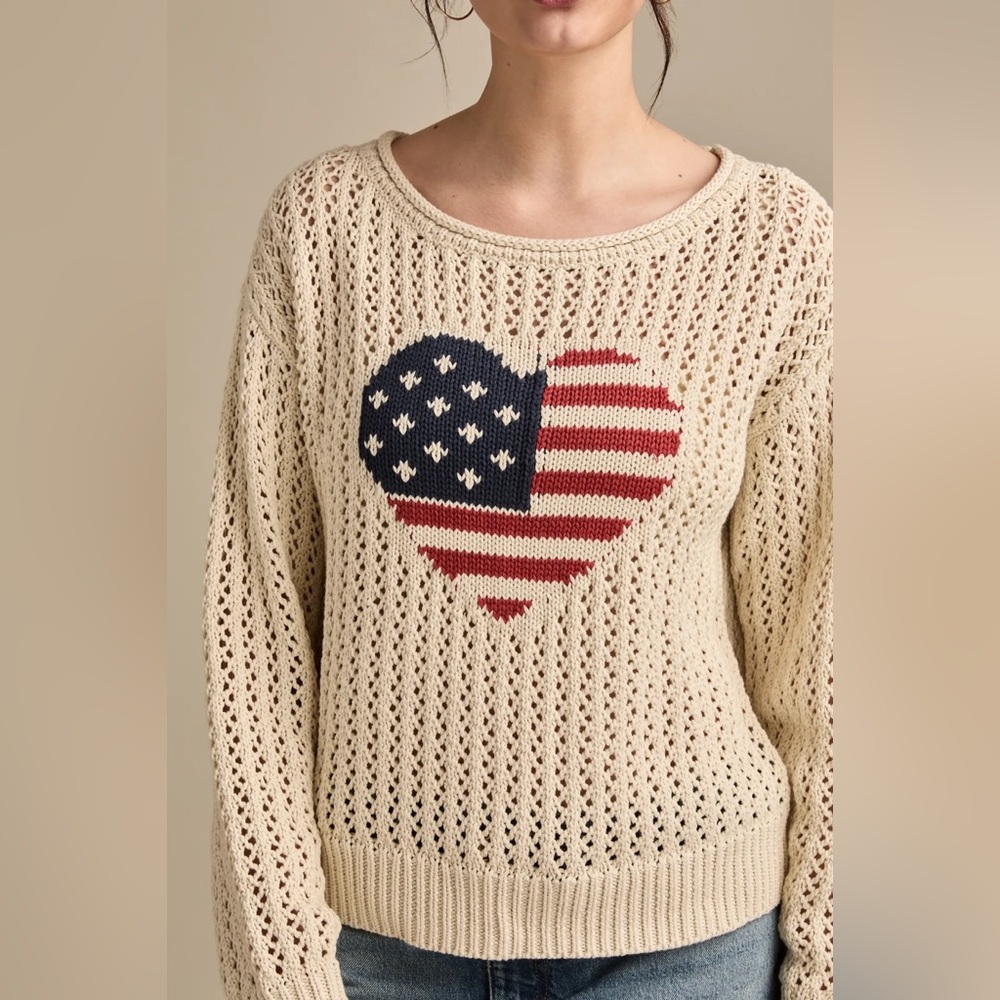 🍀NWT Lucky Brand Americana Pullover Beach Sweater